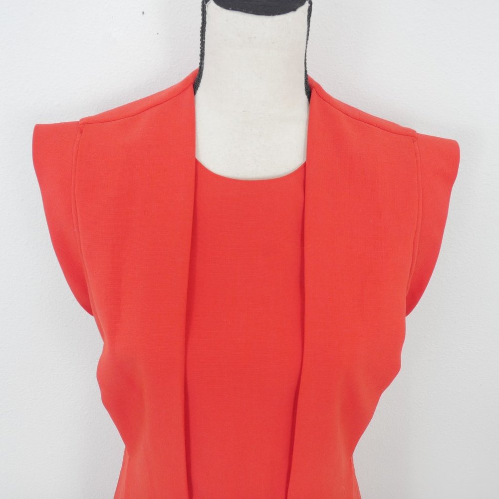 No 21 Red Short Sleeve Pin Tucked Pleated Front Vintage Mid Length Dress - Picture 7 of 13